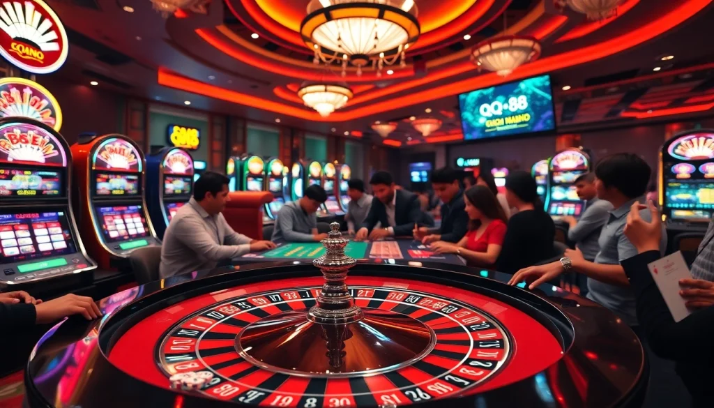 Experience the thrill of gambling as players engage at the roulette table while focusing on qq88 đăng nhập.