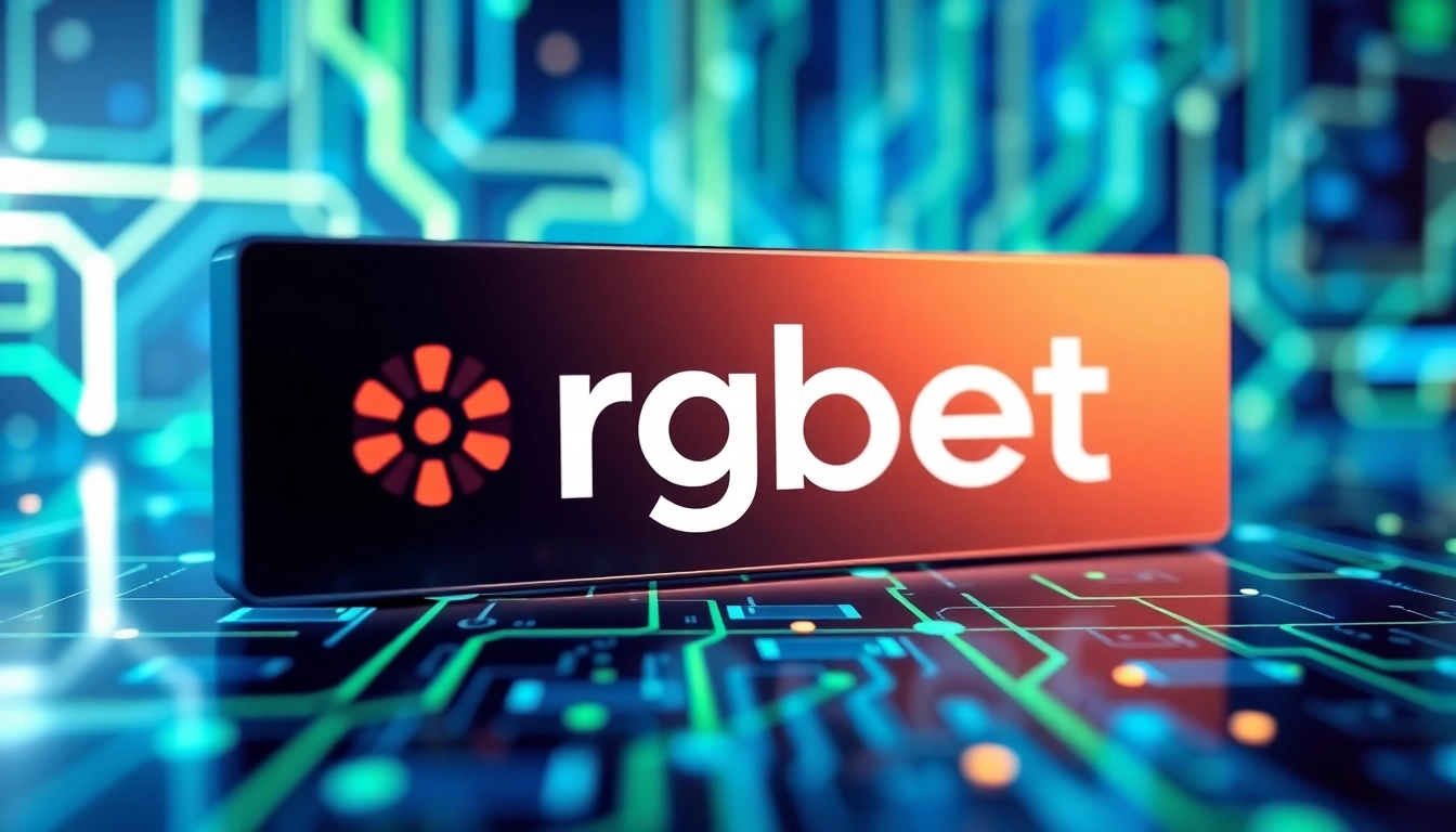 View the rgbet logo in a modern setting with digital elements enhancing its innovative appeal.